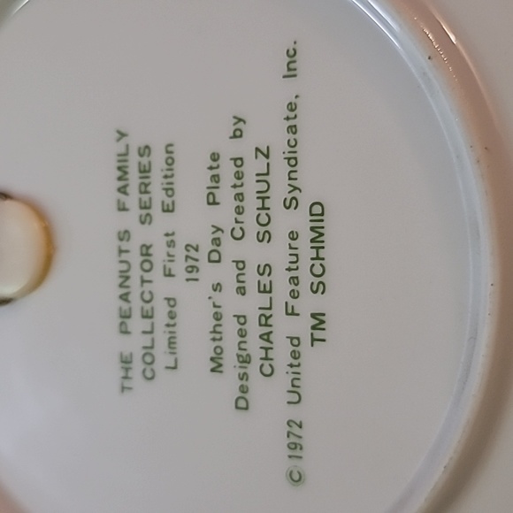 VINTAGE PEANUTS MOTHERS DAY PLATE LINUS - Picture 3 of 5